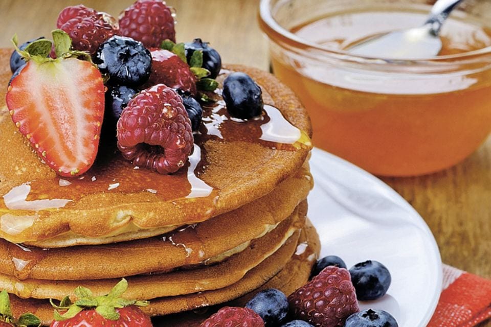Pancakes with berries for vegetarians